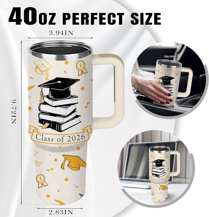 2026 Graduation Gifts for Her, Him - Class of 2026 Tumbler 40oz - Congrats Grad Gift for Class of 2026 - Masters Degree, PHD, High School Senior, College Graduation Gifts for Graduate Students - Image 7