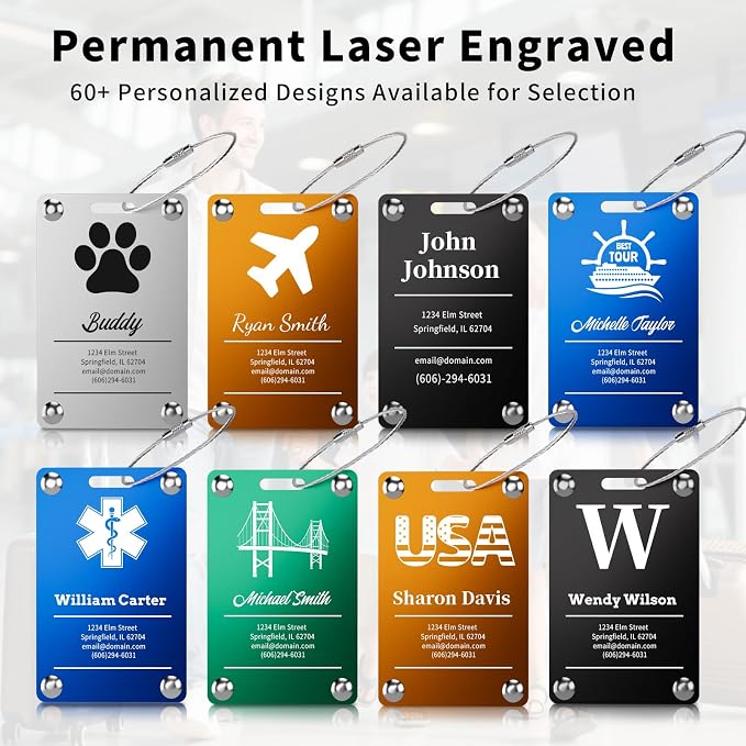 6 Pack Personalized Luggage Tags - Image 3