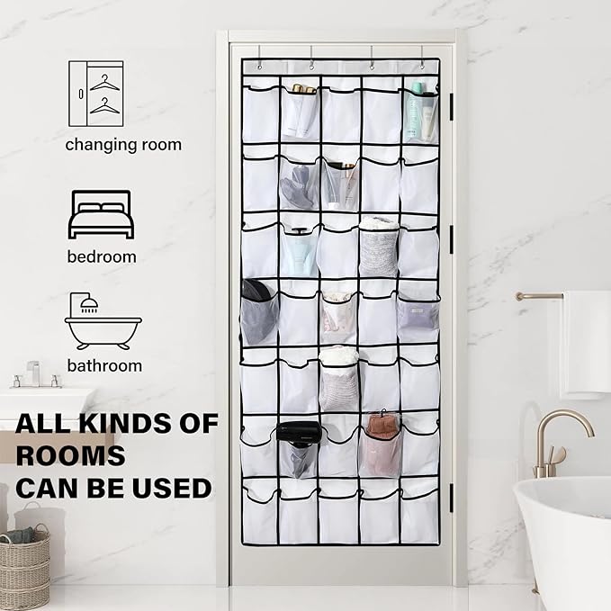 35Large Pockets Over The Door Shoe Organizer, Mesh Pockets Shoe Holder Rack - Image 7