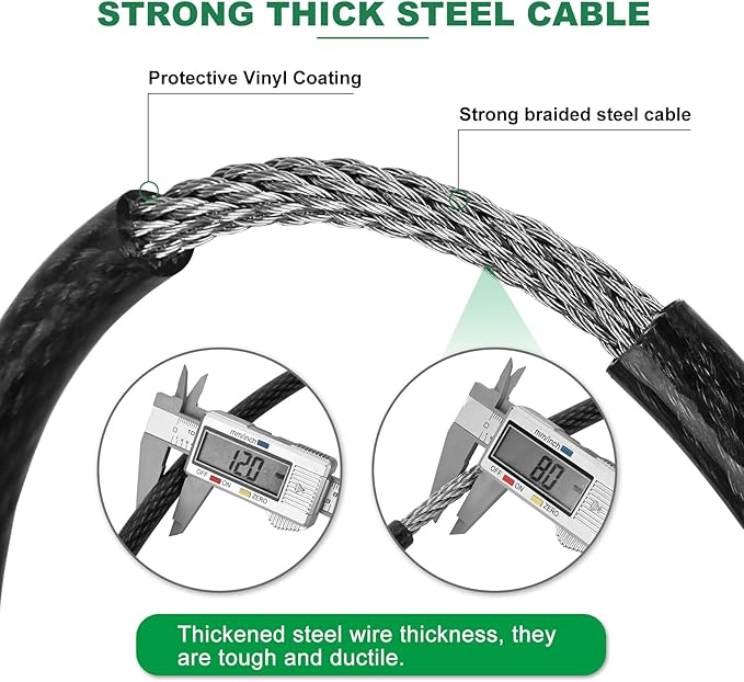 20 ft x 1/2" Heavy Duty Cut-Proof Security Cable | Flexible Vinyl-Coated - Image 2
