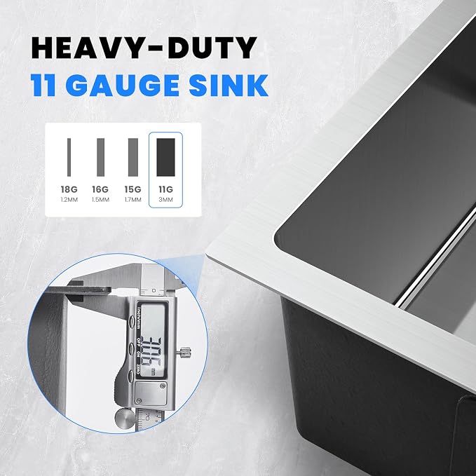 POPFLY 18 Inch Drop In Kitchen Sink, 304 Stainless Steel Top mount Handmade - Image 3