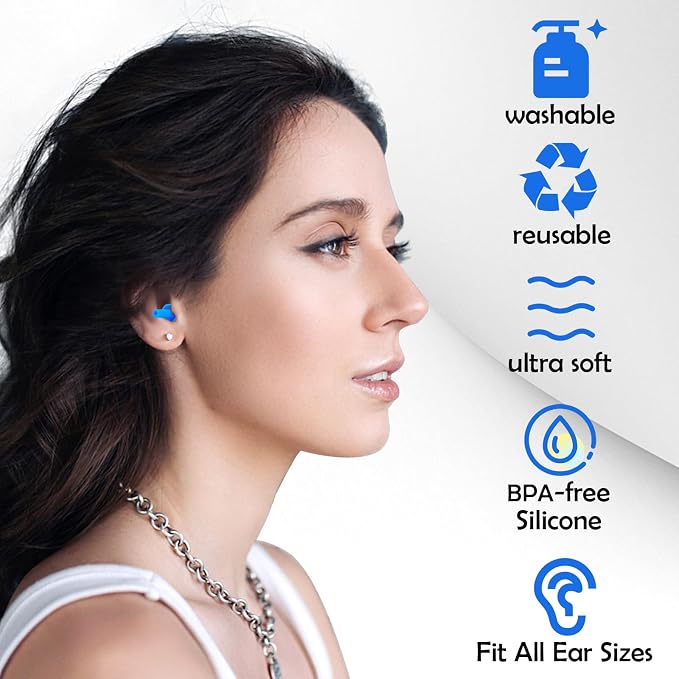 Ear Plugs for Sleeping Noise Cancelling, Reusable Silicone Sound Blocking - Image 4
