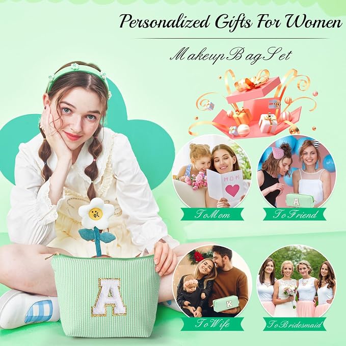 YOOLIFE Cute Makeup Bag for Girls Women Cosmetic Bags for Girls | Initial Make - Image 5