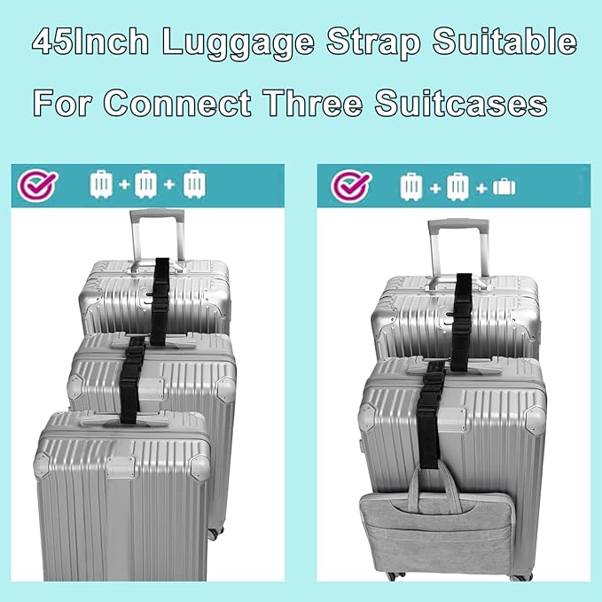 2Pack Luggage Straps Add Bag to Connect Two Suitcases, Adjustable Luggage Belt - Image 4