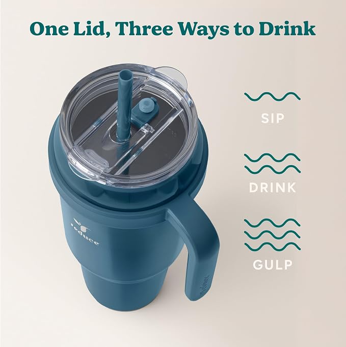 REDUCE 50 oz Stainless Steel Tumbler with Handle - Dual-Wall Vacuum Insulated Travel Mug, Sweat-Proof Lid & Reusable Straw - Keeps Drinks Cold for 24 Hrs, Fits Cupholders, Dishwasher Safe - Dark Web - Image 5