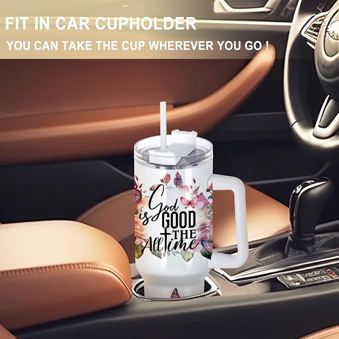 40 Oz Sublimation Tumbler with Handle 4 Pack, Stainless Steel Sublimation Tumbler Mug Blanks with Handle, White - Image 3
