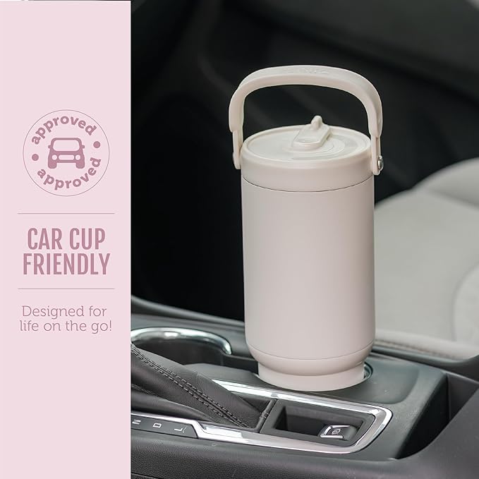 Ello Oasis Go+ 26oz Tumbler with Top Handle and Retracting Straw | Reusable Insulated Stainless Steel Cup, 100% Leakproof Water Bottle, 24 Hours Cold, Cup Holder Friendly For Travel | Pink Gingham - Image 5