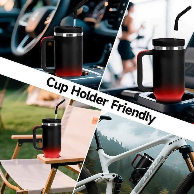 40oz Tumbler with Handle and Straw Spout 2-in-1 Lid, Spill Leak Proof Insulated Travel Cup Traveler Water Mug Keep Cold Hot, Dishwasher Safe Stainless Steel Bottle Gifts for Women Men, Army Green - Image 7