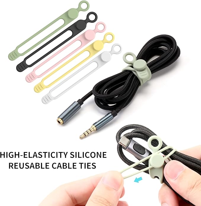 UMUST Silicone Cable Ties, Reusable Cable Management Organizer, Cable Straps - Image 3