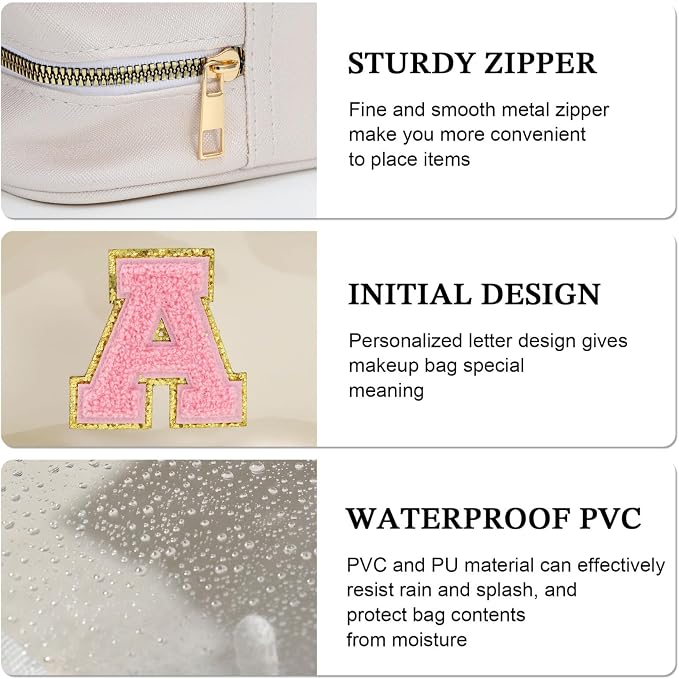 YOOLIFE Initial Makeup Bag Travel Toiletry Bag Clear Makeup Bag Preppy Cosmetic - Image 5
