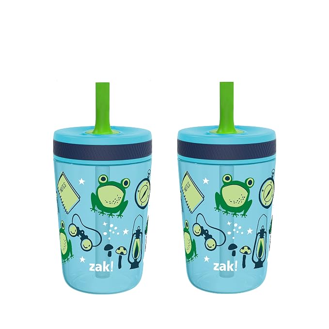 Zak Designs Kelso 15 oz Tumbler 2pc Set, (Campout) Leak-Proof Screw-On Lid with Straw Made of Durable Plastic and Silicone, Perfect Cup Bundle for Kids by ZakDesigns