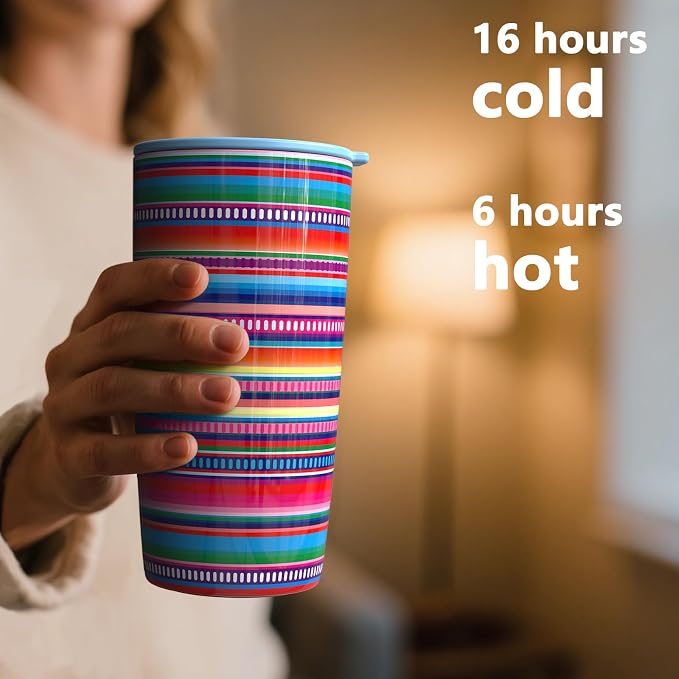 TILUCK 20 oz Insulated Tumbler with BPA-Free Lid, Stainless Steel Vacuum Travel Coffee Mug, Double Wall Coffee Tumbler（20oz，RainbowStripes） - Image 3
