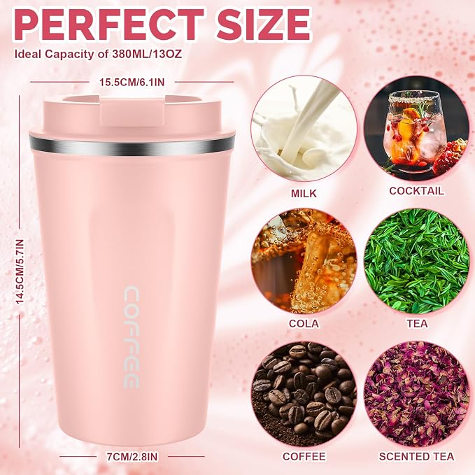CS COSDDI 12 oz Stainless Steel Vacuum Insulated Tumbler - Coffee Travel Mug Spill Proof with Lid - Coffee Cups for Keep Hot/Ice Coffee,Tea and Beer - Image 3