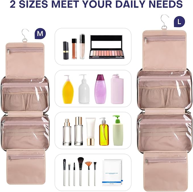Hanging Toiletry Bag for Women Travel, 2 Sizes Large & Small Waterproof - Image 3
