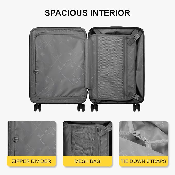 LEVEL8 Grace Carry on Luggage, 20 Inch Expandable Hard Shell Suitcases - Image 7
