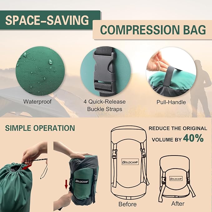GOLDCAMP Compression Sack for Sleeping Bag Store Ultralight Sleeping Bag - Image 7