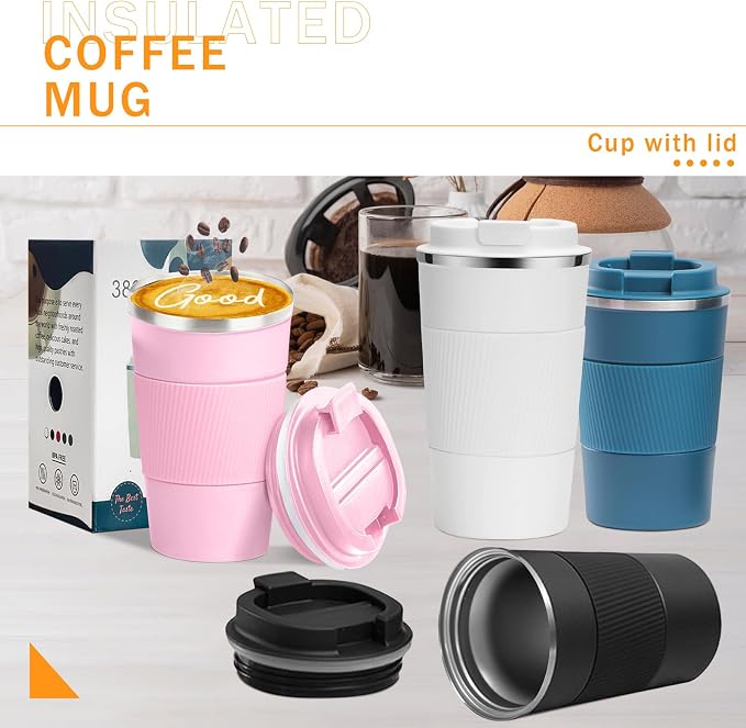 YINBAOGE Insulated Travel Coffee Mug, Spill & Leak Proof, Portable To Go Camping Stainless Steel Coffee Tumbler, Reusable Thermal Coffee Cup with Lid for Hot & Cold Drinks (Pink, 17 OZ) - Image 6