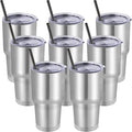 DOMICARE 30oz Tumbler Bulk with Lid and Straw, Double Wall Travel Coffee Mug, Insulated Vacuum Stainless Steel Tumblers, Powder Coated Tumbler Cup (Stainless Steel, 8) by VisittheDOMICARE