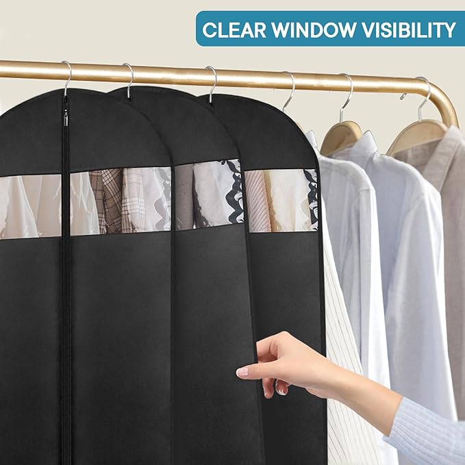 5 Pack - Moucas 50" Black Garment Bag, Mens Suit Bags - Image 3