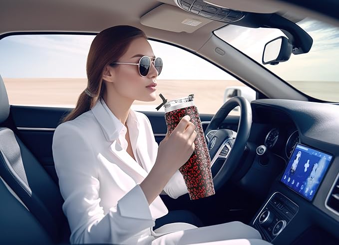 Meoky 40 oz Tumbler with Handle and Straw, Insulated Tumbler with Lid and Straw, Stainless Steel Travel Mug, Keeps Cold for 34 Hours, 100% Leak Proof, Fits in Car Cup Holder (Heart) - Image 5