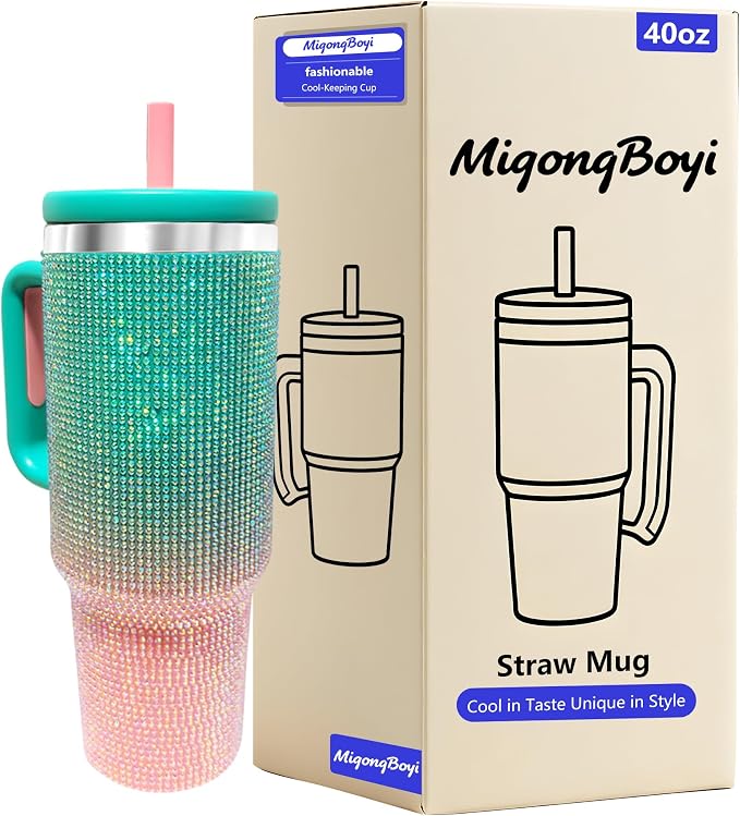 40-OZ Insulated Water Bottle,Insulated Stainless Steel Tumbler,Reusable Cold Drink Thermos,BPA-Free, Double-Wall Stainless Steel Water Bottle (Aqua Pink - Diamond, 40, Fluid Ounces, 40, Fluid Ounces) by Unknown