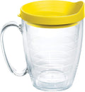 Tervis Clear & Colorful Lidded Made in USA Double Walled Insulated Tumbler Travel Cup Keeps Drinks Cold & Hot, 16oz Mug, Yellow Lid by TervisTumblerCompany