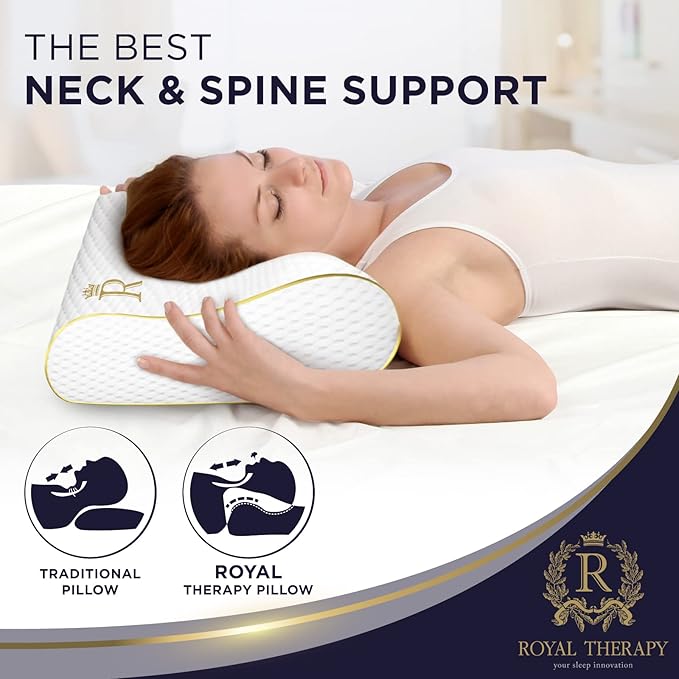 Royal Therapy Memory Foam Pillow, Queen Neck Pain Relief, Contour Cervical - Image 5