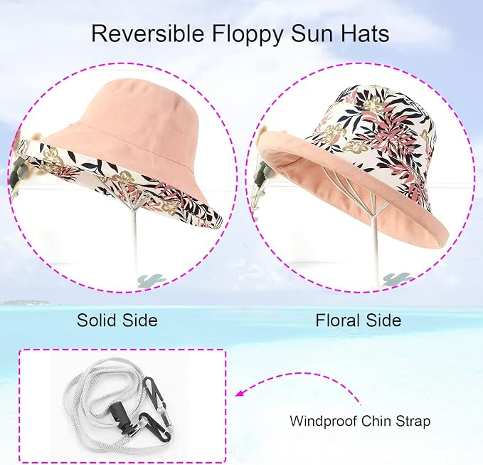 Women Wide Brim Sun Hats Metal Wired Edge Summer UV Protection Beach Fishing Hat - Image 2