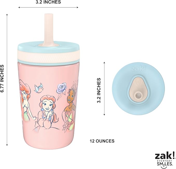 Zak Designs Disney Princess Kelso Toddler Cups For Travel or At Home, 12oz Vacuum Insulated Stainless Steel Sippy Cup With Leak-Proof Design For Kids (Ariel, Belle, Cinderella, Mulan, Tiana) - Image 8
