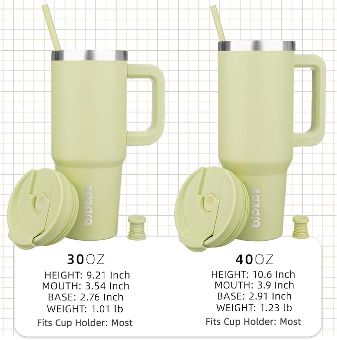 BJPKPK Tumbler With Handle And Straw 30oz Insulated Tumbler Cups With Lid Stainless Steel Travel Coffee Mug,Macaron Green - Image 4