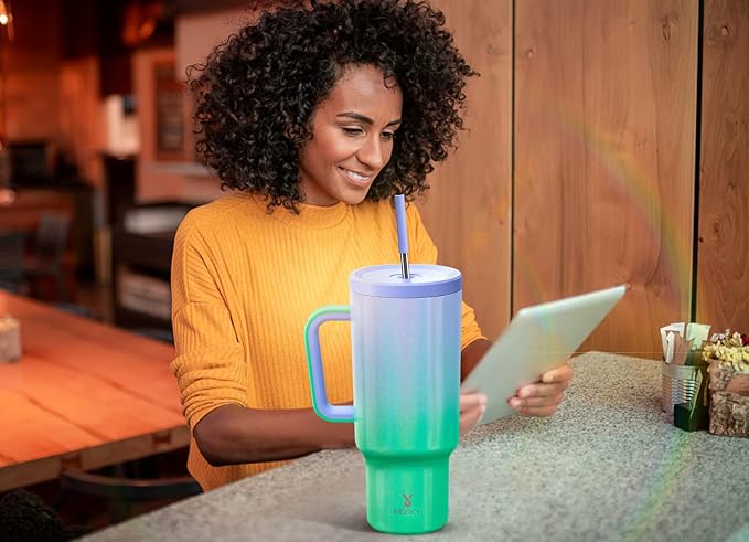 Meoky 40oz Tumbler with Handle, Leak-proof Lid and Straw, Insulated Coffee Mug Stainless Steel Travel Mug, Keeps Cold for 34 Hours or Hot for 10 Hours (Fairyland) - Image 6