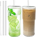Luiaiog Glass Cups with Lids and Glass Straws, High Borosilicate 20OZ Tumblers (2Pcs) for Coffee, Tea, Juice, Smoothies, Hot/Cold Drinks at Home, Office by Luiaiog
