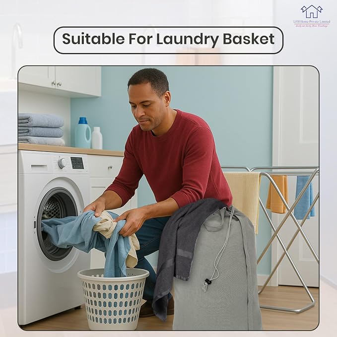 LFH Home Cotton Canvas Large Laundry Bag - Image 6