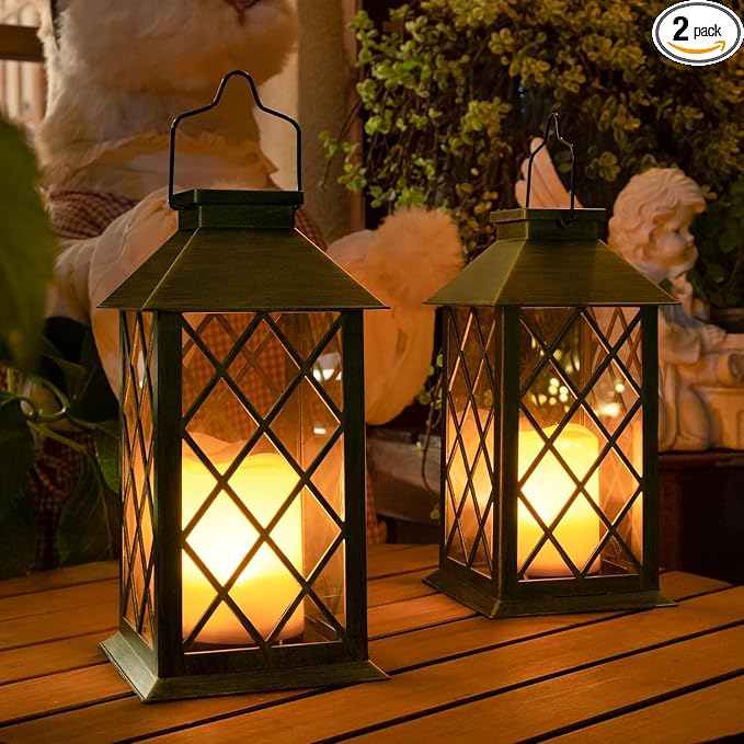 TAKE ME 14" Solar Lanterns Outdoor Waterproof Garden Lanterns Large Flickering by TAKEME