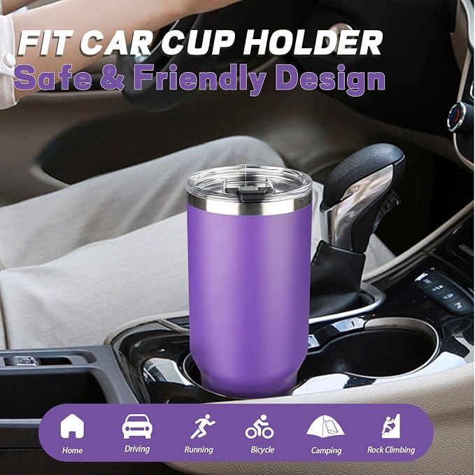 40 oz Tumbler with Lids and Straws, Stainless Steel Insulated Coffee Tumbler, Double Wall Vacuum Insulated Travel Mug Cup, Leakproof Thermal Coffee Cup for Hot and Cold Drinks (Purple) - Image 6