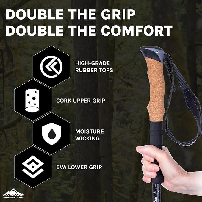 Cascade Mountain Tech Lightweight Aircraft-Grade Aluminum Trekking Poles - Image 3