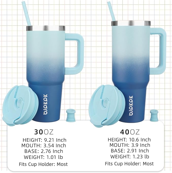BJPKPK Tumbler With Handle 40 oz Stainless Steel Insulated Tumbler With Lid And Straw For Water Or Ice Coffee,Sky - Image 4