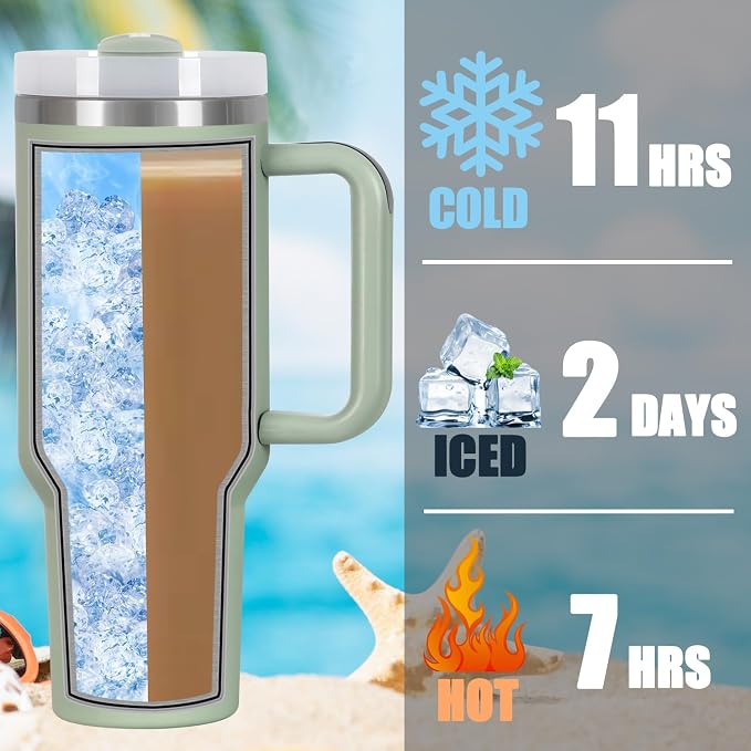 4 Pack 40 Oz Tumbler with Handle Bulk, Double Wall Vacuum Insulated Stainless Steel Tumbler with Lid and Straw, 40 oz cup with Silicone Spill Proof Stopper Set (Dark Green) - Image 5