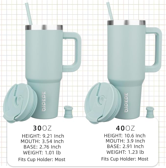 BJPKPK 40 oz Insulated Tumbler With Lid And Straw Stainless Steel Tumblers Cup With Handle For Women And Men,Blue Haze - Image 4