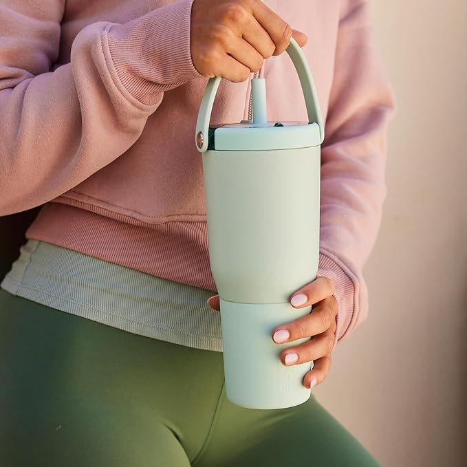 BrüMate Resa 35oz 100% Leakproof Travel Tumbler with Handle & Straw | Flexible SoftSip Straw | Silicone Sleeve for Durability | Stainless Steel | Cup Holder Travel Friendly Water Bottle (Violet Crush) - Image 2