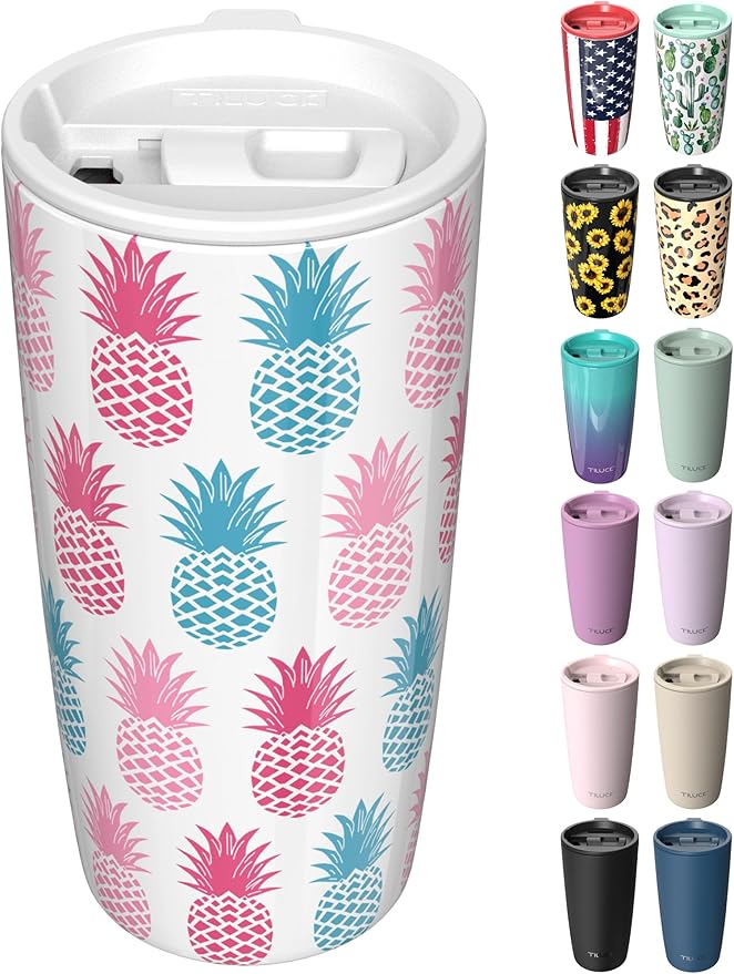 TILUCK 20 oz Insulated Tumbler with BPA-Free Lid, Stainless Steel Vacuum Travel Coffee Mug, Double Wall Coffee Tumbler（20oz，Pineapple） by TILUCKBringsGoodLuck