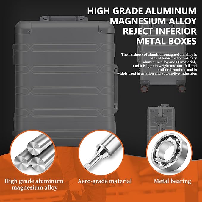 WEICHEN All Aluminum Magnesium 22 inch Carry On Luggage - Image 4