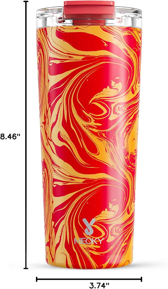 Meoky 24 oz Travel Coffee Mug with Leak-proof Lid, Stainless Steel Insulated Coffee Tumbler, Keeps Hot for 8 Hours or Cold for 24 Hours, Fits in Car Cup Holder (Lava Swirl) - Image 3