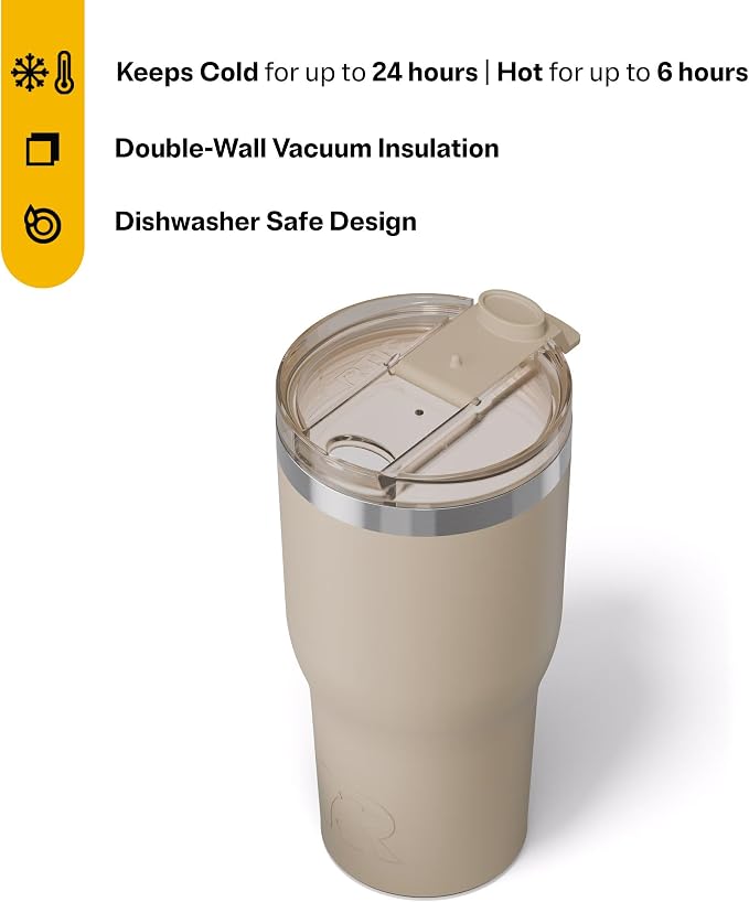 RTIC 30oz Essential Tumbler with Lid, Ceramic Lined, Insulated, Stainless Steel, Metal, Double Wall Vacuum-Insulation, Travel Cup for Iced Coffee, Tea, Hot and Cold Drink, Beach - Image 3