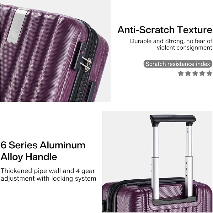 Hanke Expandable Hardshell Luggage Sets 3 piece Carry On Luggage - Image 6