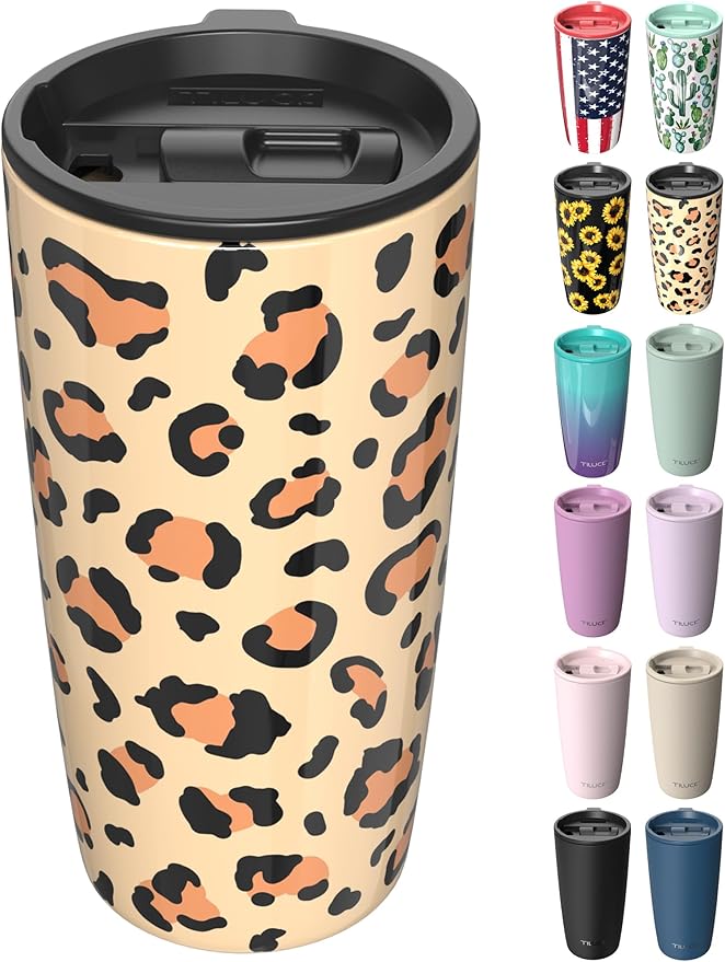TILUCK 20 oz Insulated Tumbler with BPA-Free Lid, Stainless Steel Vacuum Travel Coffee Mug, Double Wall Coffee Tumbler（20oz，Leopard） by TILUCKBringsGoodLuck