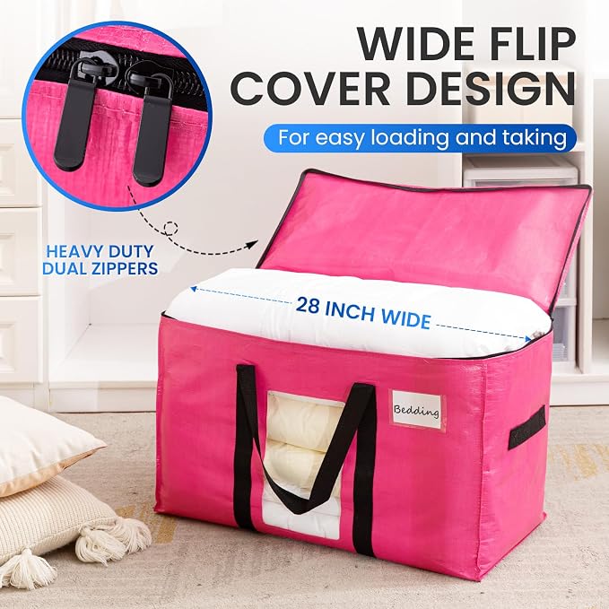 TAILI 8 Pack Pink Extra Large Moving Bags, Heavy Duty Totes - Image 3