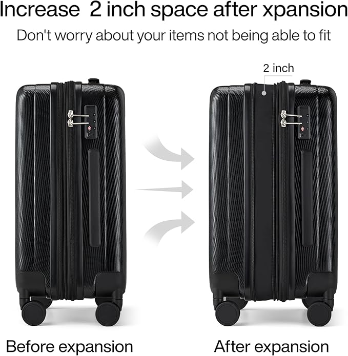 Hanke Expandable Hardshell Luggage Sets 3 piece Carry on Luggage - Image 3