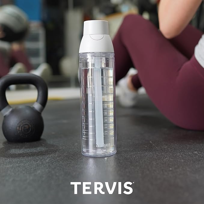 Tervis Venture Lite Clear & Colorful Lidded Made in USA Double Walled Insulated Tumbler Travel Cup Keeps Drinks Cold & Hot, 24oz Water Bottle, White Lid - Image 6