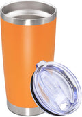 20oz Tumbler Stainless Steel Tumbler Cup with Lid Vacuum Insulated Double Wall Travel Mug, Durable Powder Coated Travel Coffee Tumbler Mug for Hot & Cold Drinks,Orange,1 Pack by AUWBON